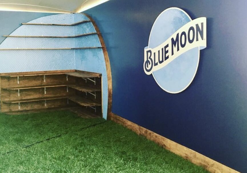 Denver Colorado Blue Moon brand activation event design and decor custom build fabrication